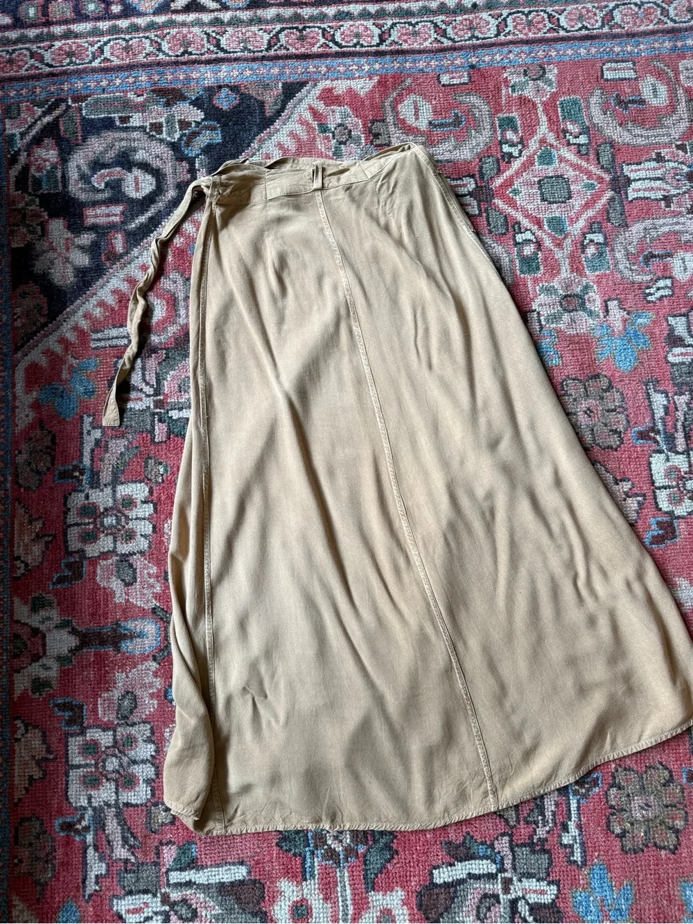 Braja Embroidered Camel Maxi Wrap Skirt